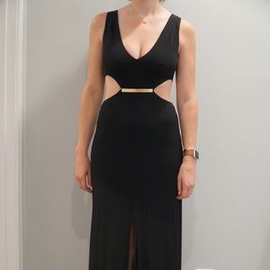 Full Length Black BCBG Dress with cutouts